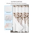 thumbnail image 2 of No Hook Cloth Fabric Shower Curtain with Snap in Liner, Brown Eucalyptus Leaves Waterproof Shower Curtains Set with See Through Top Window, Watercolor Floral Leaf Plants Bath Curtains Shower 60"x72", 2 of 6