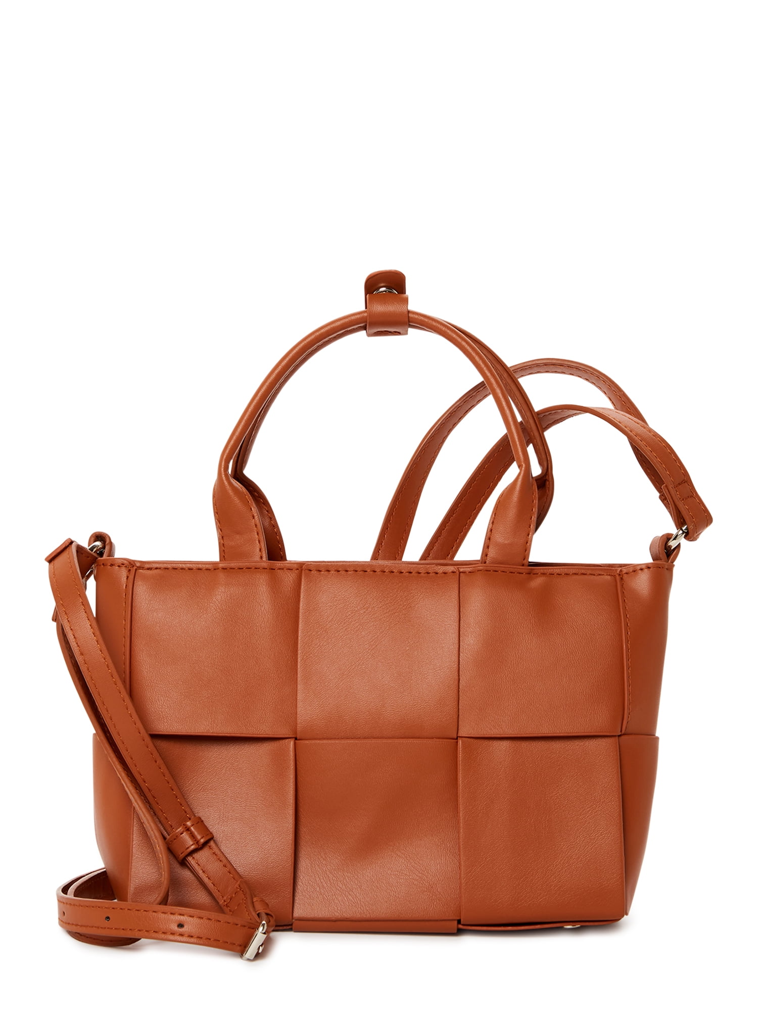 Jane & Berry Women's Adult Woven Satchel Handbag Cognac