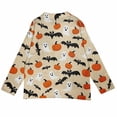 thumbnail image 4 of longantii Womens Halloween Cardigan Sweaters Pumpkin Ghost Witch Print Knit Cardigans Button Up Fall Winter Warm Cable Knit Sweater Coats Yellow 3XL, 4 of 7