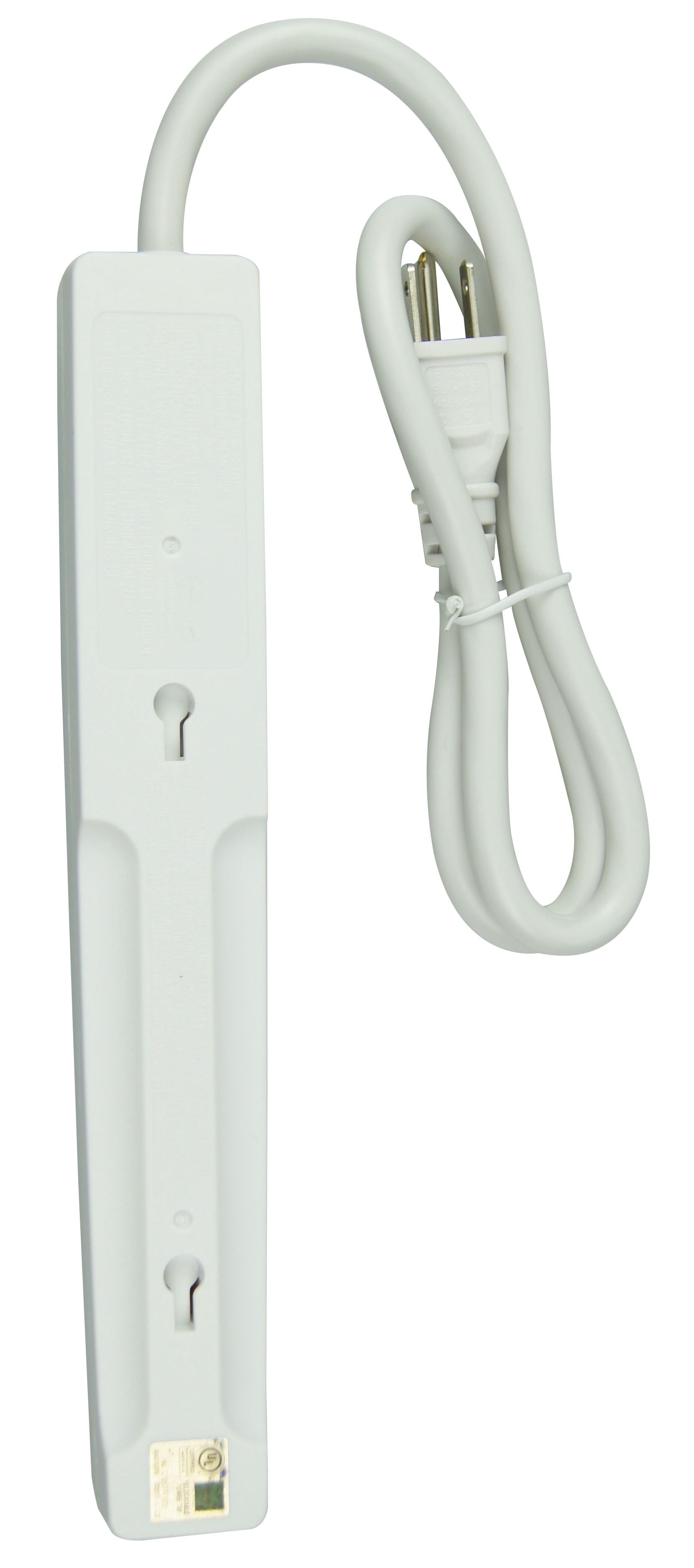 Hyper Tough 6-Outlet 2.5ft Power Strip Included 1-Adapter Space Outlet, White