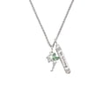 thumbnail image 2 of Delight Jewelry Silvertone Small Fairy with Lime Green Wings Silvertone Be Strong and Courageous Bar Charm Necklace, 23", 2 of 4