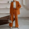 thumbnail image 4 of VBARHMQRT Female Summer Pants Sets Women 2 Piece Outfits Plus Size Women's Solid Color Two Piece Coat Pants Suit Black Pants Suit for Women Dressy Tall Sweatsuits Women 2 Piece Outfit Velour, 4 of 6
