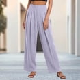 thumbnail image 5 of Vivianyo HD Women's Front Pleat Woven Bottoms, Straight Leg Office Casual Trousers with Side Pockets for Women, Women's Purple, Sizes S-2XL, 5 of 5