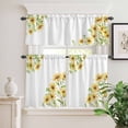 thumbnail image 2 of 3 Piece Kitchen Curtains and Valances Set Yellow Daisy Flowers Cafe Curtains 36 Inch Length Spring Summer Pastoral Garden Floral Valance & Tier Curtain for Living Room Bedroom 54"x18"+27"x36"*2, 2 of 6