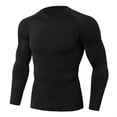 thumbnail image 2 of HCURIBAD Compression Shirt Men Men's Tights Stretchy Quick Dry Long Sleeve Athletic Fitness Clothing Long Sleeve Compression Shirt Gym Shirts Men Mens Workout Shirts Black 3XL, 2 of 4