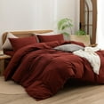 thumbnail image 5 of BESTOUCH Duvet Cover Set 100% Washed Cotton Linen Feel Super Soft Comfortable Chic Lightweight 3 Pcs Home Bedding Set Fired Brick Red Cal King, 5 of 6