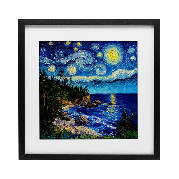 Stupell Industries Traditional Acadia National Park Post Impressionist Black Framed Print Under Glass, 13 x 13, by Wumples