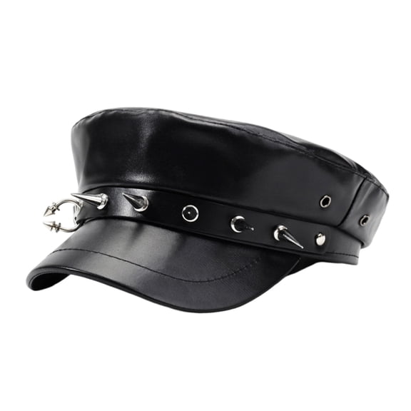 Yokua Unisex Gothic vintage Beret Cap PU Leather Cap Easy Clean Practical Design