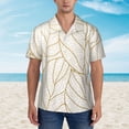 thumbnail image 2 of Fotbe Elegant Gold Leaf Pattern Hawaiian Shirt for Men Unisex Summer Beach Casual Short Sleeve Cotton Linen Button Down Shirts-Small, 2 of 5