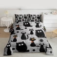 thumbnail image 2 of jejeloiu Cartoon Cute Kitten Full Size Comforter Sets,Kawaii Pet Cat Bedding Comforter Set,Gray Black Bedding Sets For Girls Kids,Super Cozy Room Decor Reversible,3pcs, 2 of 8