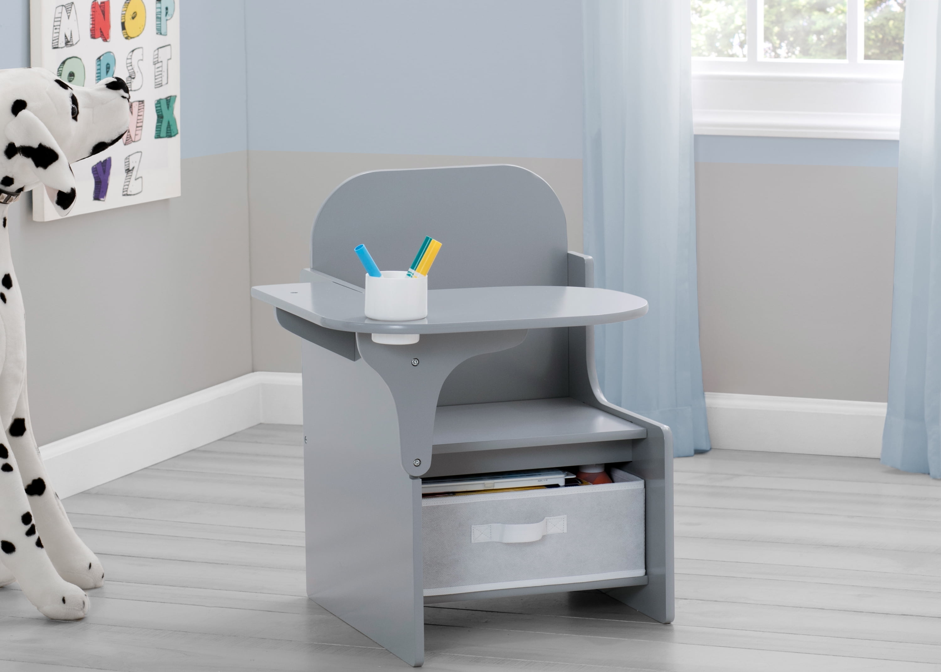 Delta Children Kids Wood Desk w/ Hutch and Chair - Grey