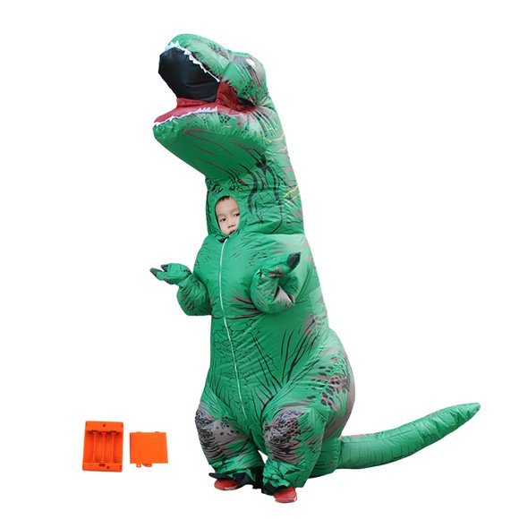 Disfraz de dinosaurio T Rex inflable Nikou para Halloween fiesta de cosplay Navidad 120-140 cm verde
