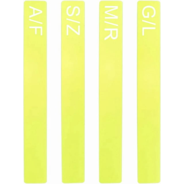 4 separadores de discos de vinilo acrílicos de 4 estilos, verdes y amarillos, con alfabeto A-Z, para alineación de álbumes, DVD y libros, 13,67 x 1,78 pulgadas.