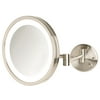 Jerdon HL1016NL 9.5-inch LED Lighted Wall Mount Makeup Mirror with 5x Magnification, Nickel Finish