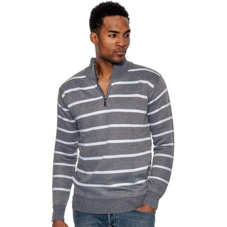 True Rock Men's Stripe Half Zip Mock Sweater