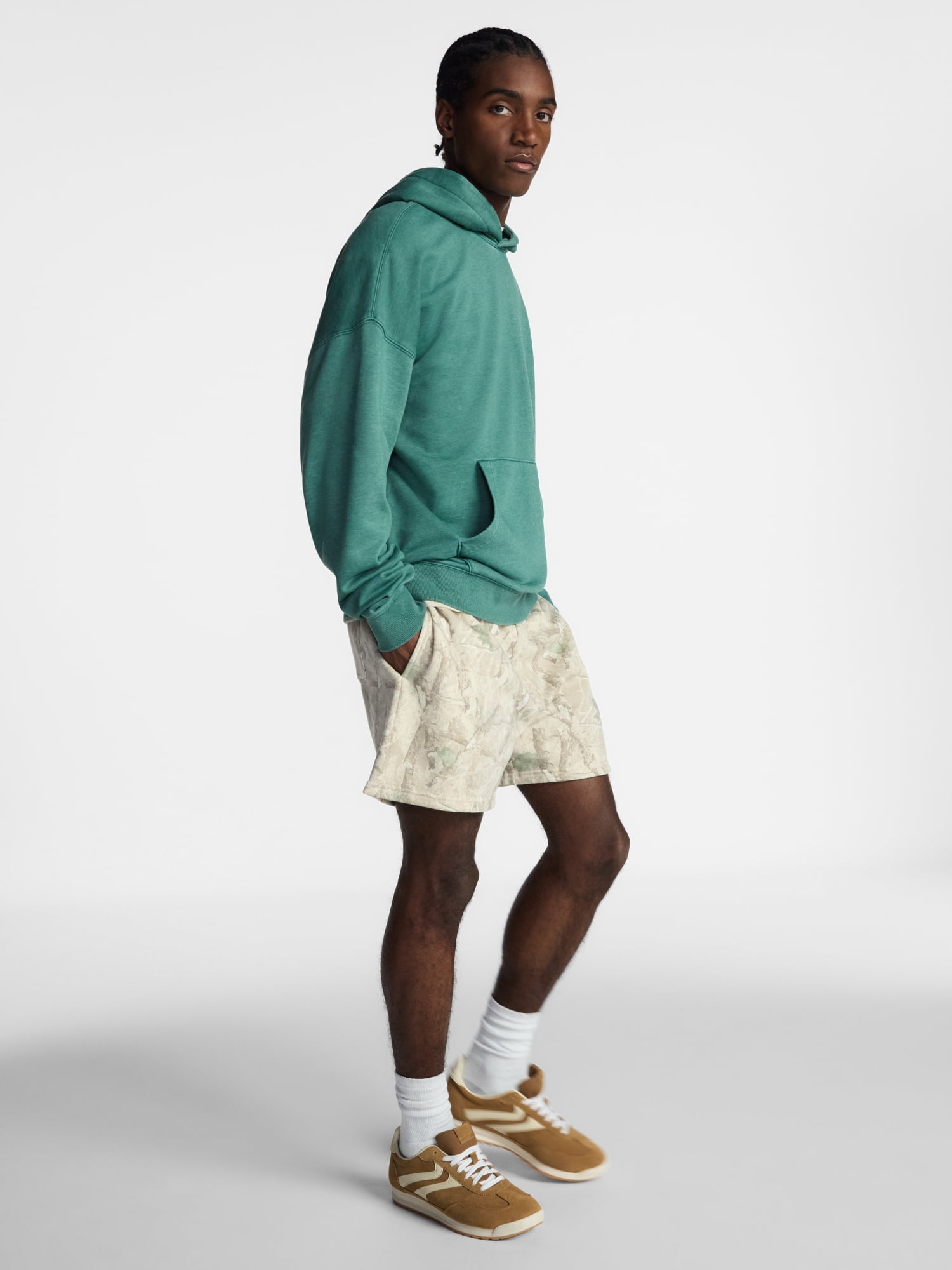 No Boundaries Boxy Fit Oversized Fleece Hoodie with Long Sleeves, Men's XS-4XLT