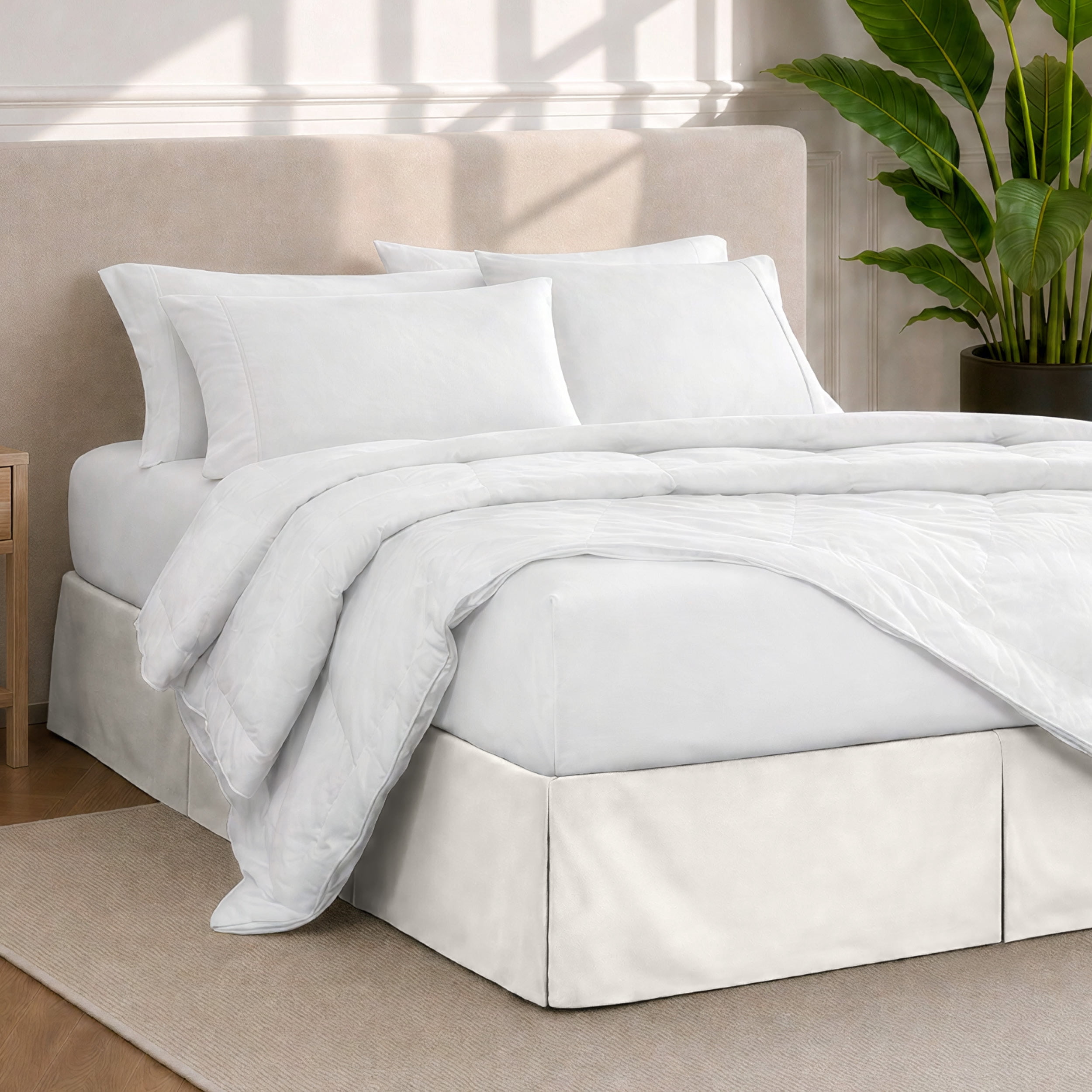 Bare Home Double Brushed Bed Skirt - Premium 1800 Collection - 15-inch Drop - California King, Cream