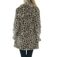 thumbnail image 4 of Nokdvo Faux Fur Jackets for Women Teddy Fuzzy Fleece Leopard Print Cardigan Elegant Lapel Collar Long Sleeve Winter Warm Fluffy Jacket Outerwear Beige 2XL, 4 of 5