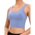thumbnail image 2 of YouLoveIt Women Cami Tank Tops Removeable Cup Sports Bra Sleeveless Summer vest Women's Basic Solid Camisole Sleeveless T-Shirt Blouse, Black/Blue, 2 of 8