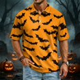 thumbnail image 2 of JULMCOMO Halloween Polo Shirts for Men Pumpkin Bat Castle Print Quick Dry Short Sleeve Casual Loose Golf Shirts Holiday Party Graphic Tees Purple 2XL, 2 of 6