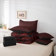thumbnail image 6 of Feelyou Tribal Boho Damask Bedding Comforter Set 7pcs, Red Gothic Crow King Bedding Sets, 6 of 8