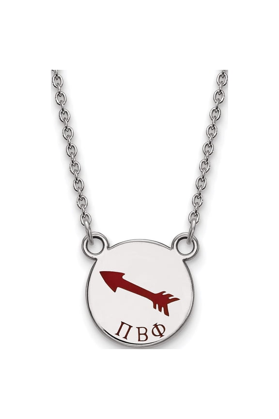 Sterling Silver Rh-Plated Logoart Pi Beta Phi Sm Enl Pend With Necklace (18 X 12) Made In United States ss044pbp-18