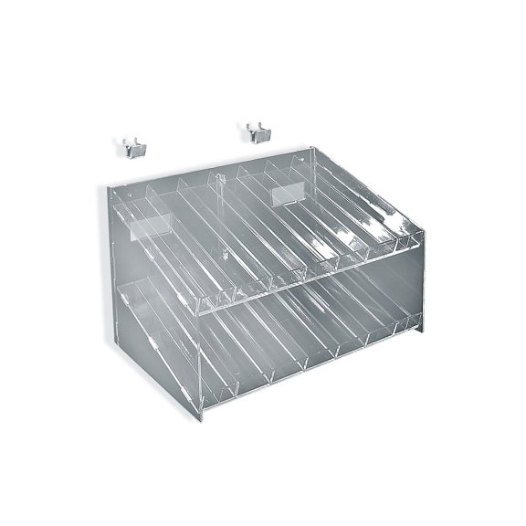 Two-Tier 14 Compartment Display, 7-Comp per Tier. Dimensions: 12" W x 8.5" D x 6.5" H