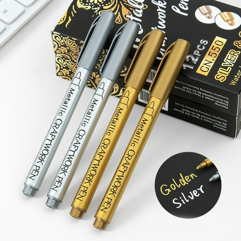 Mr. Pen- Metallic Paint Markers, 6 Pack, Silver and Gold, Silver Paint Marker, Gold Ink Pen