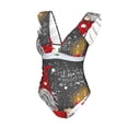 thumbnail image 4 of Yiaed Traditional Scandinavian Dwarf Print Women's Ruffled One Piece Swimsuit V Neck Swimwear Slimming Monokini for Woman-X-Large, 4 of 8