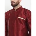 thumbnail image 2 of eloria Men's Indian Traditional Maroon Solid Straight Kurta, 2 of 7