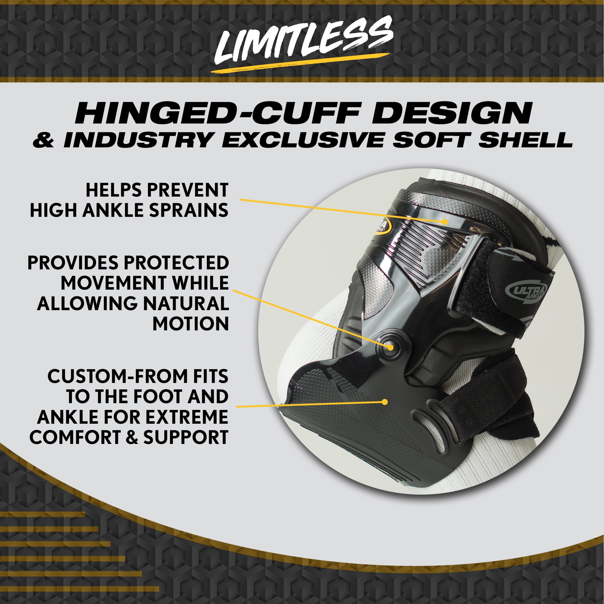 Ultra Ankle® Ultra Zoom® Hinged-Cuff Ankle Brace S/M