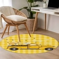thumbnail image 4 of Round Rug 4Ft Washable Non-Slip, Farmhouse Truck Circle Area Rugs for Living Room Bedroom, Country Bee Daisy Yellow Buffalo Lattices Indoor Floor Mats Carpet Runner for Home Decor Aesthetic, 4 of 8