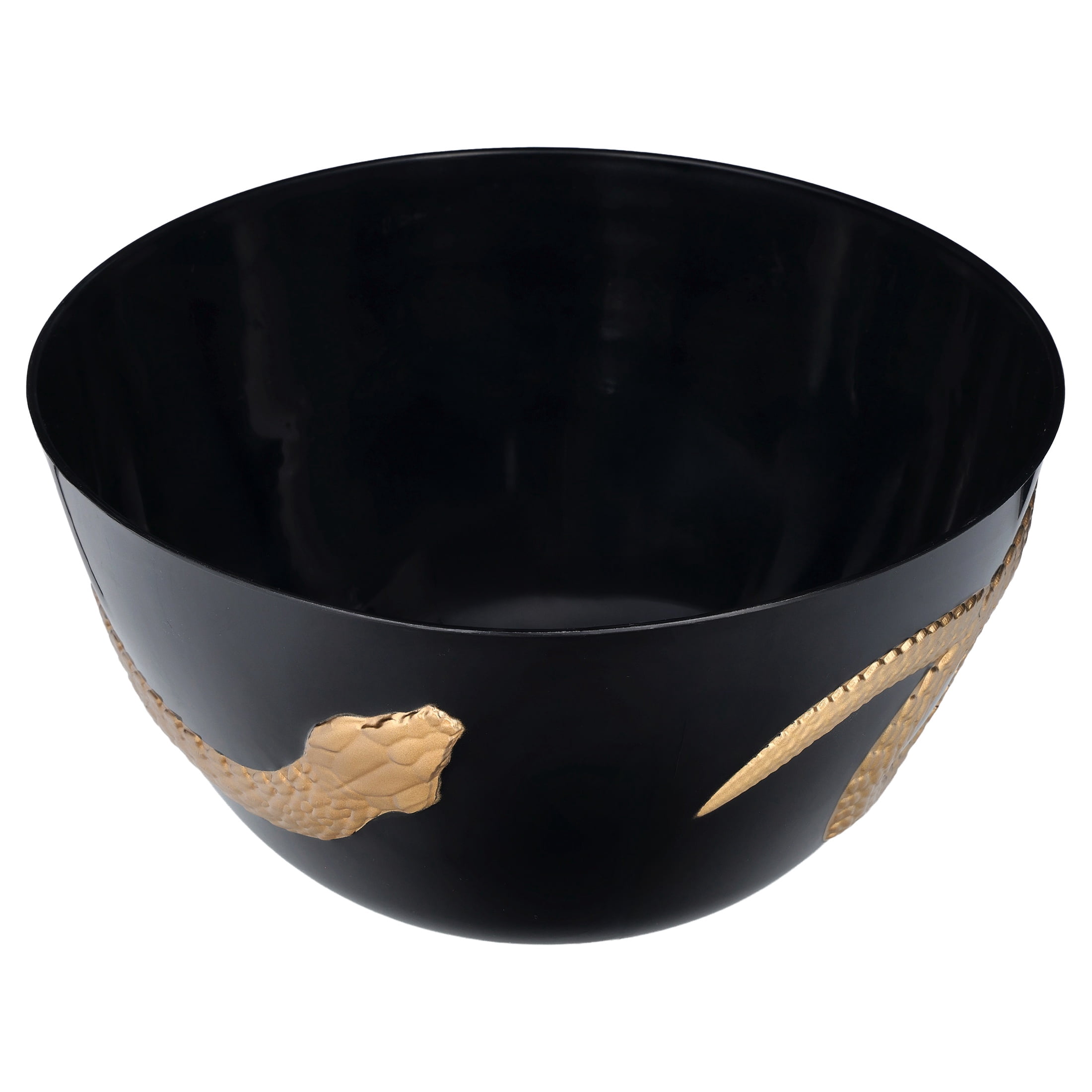 Plastic Embossed Snake-Wrapped Serving Bowl, Black and Gold, 11.1", Halloween by Way To Celebrate