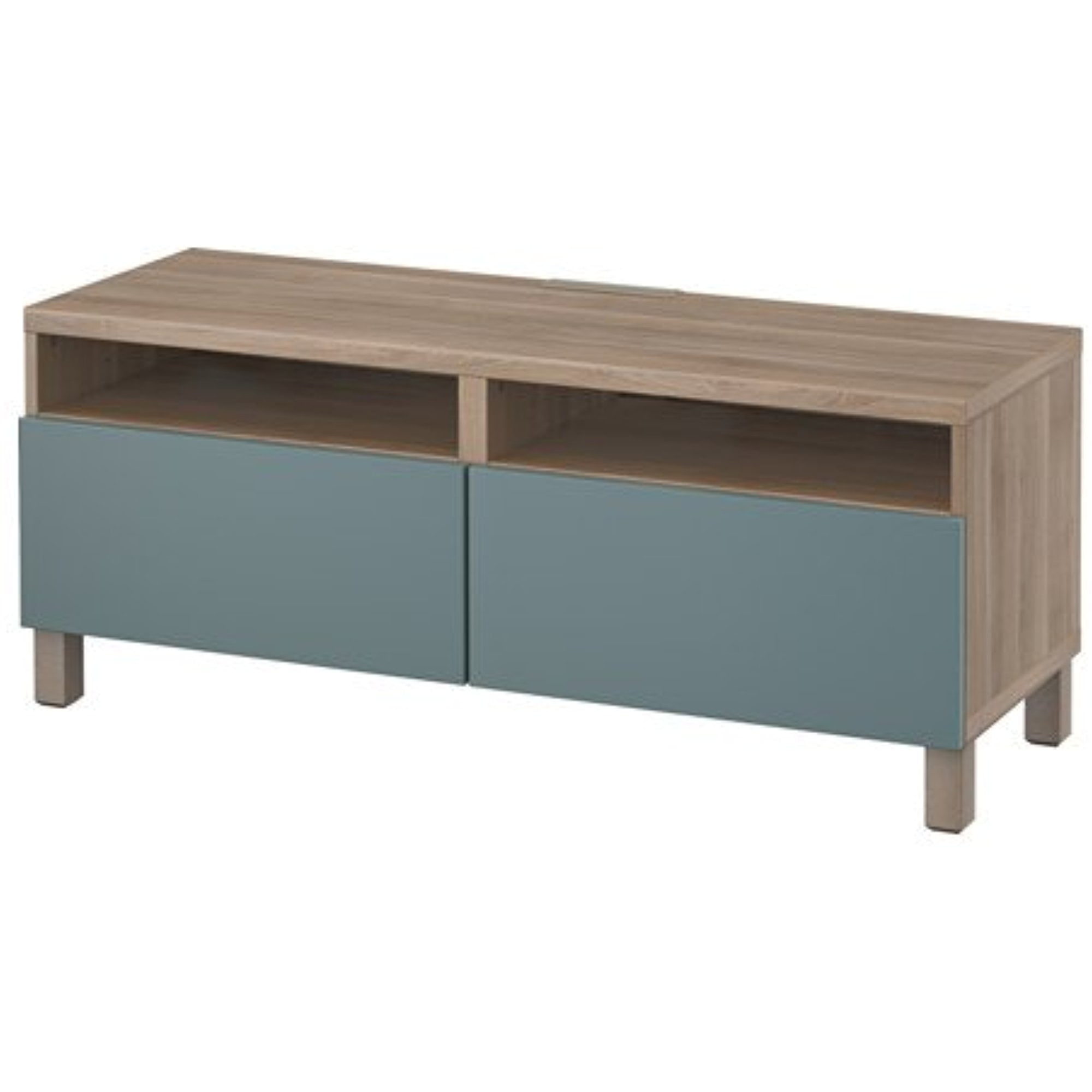 Ikea TV unit with drawers, walnut effect light gray, Valviken grayturquoise 20204.