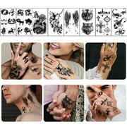Yazhiji 36 Sheets Temporary Tattoos Stickers, 12 Sheets Fake Half Arm Chest Shoulder Tattoos for Men or Women with 24 Sheets Tiny Black Tattoos