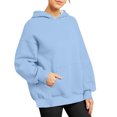thumbnail image 4 of Hueook Sweatshirts for Women Plus Size Long Sleeve Solid Color Fashion Casual Hooded Blouse With Pocket rewneck Pullover Sweatshirt Tops, 4 of 8