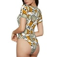 thumbnail image 2 of Kdxio Justaucorps à Manches Courtes pour Femmes avec Imprimé Tête de Girafe, Col Ras du Cou, Modal, Doux, Confortable, Coupe Aguichant, Haut - Petit, 2 of 7