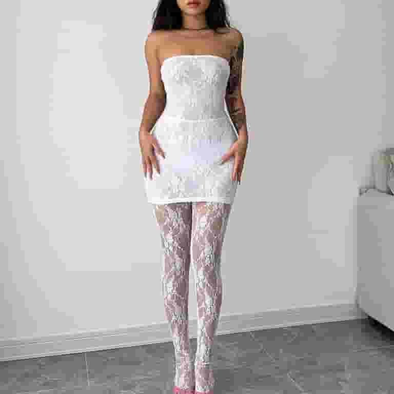 Black and Friday Deals,Women Floral Lace Tube Top Dress with Stockings Sets, 2 Piece Night Club Party Outfits Bodycon Strapless Dress (L, White) - Walmart.com Black and Friday Deals,Women Floral Lace Tube Top Dress with Stockings Sets, 2 Piece Night Club Party Outfits Bodycon Strapless Dress (L, White) - Walmart.com