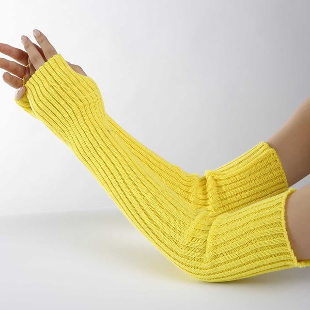Gants Longs Sans Doigts Tricotés pour Femmes Chauffe-Poignets d'Hiver