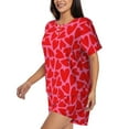 thumbnail image 2 of "Wukai Red Love Heart Women's Pajama Set - Short-Sleeve Top and Shorts with Elastic Waistband and Pockets for Loungewear, Yoga, and Casual Wear-4X-Large, 2 of 8