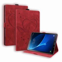 Dteck Case for Samsung Galaxy Tab A8 10.5 inch 2021 SM-X200/X205, Embossed Butterfly Floral PU Leather Shockproof Soft TPU Inside With Pen Holder Card Slots Flip Folio Stand Cover, Red