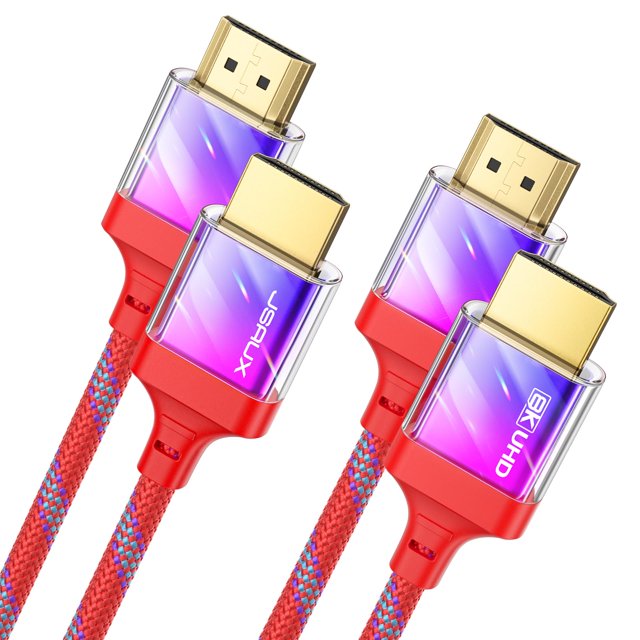 Cable HDMI JSAUX 10K 8K 2.1, paquete de 2 unidades, 1 m, 48 Gbps, ultrafino