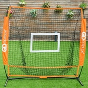 Goplus 5'x5' Baseball Softball Practice Hitting Batting Training Net Bow Frame w Bag by Costway