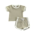 thumbnail image 2 of xiaxaixu Newborn Baby Two Piece Set, Infant Boy Girl Ribbed Casual Shirt Shorts, 2 of 10