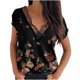 thumbnail image 1 of Blusa de encaje estampada con mangas raglán y manga corta con cuello en V para mujer Pompotops  hkajfhjk466655, 1 of 5