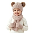 thumbnail image 2 of Sentuca Kids Winter Hat Gloves Scarf Set, Girls Boys Hat Beanie Pom Knitted Scarves Cute Bear Ear Warm Accessory Khaki Size 3-12Y, 2 of 6