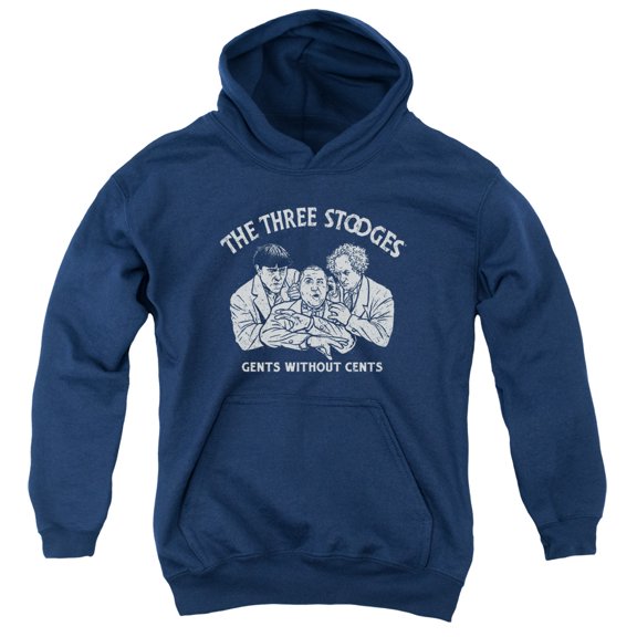 Three Stooges Without Cents Youth Pullover Hoodie Sweatshirt Navy