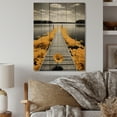 thumbnail image 2 of Designart "Lakeside Retreat Serenity by the Yellow Grey Lake I" Cottage Print on Natural Pine Wood, 2 of 5