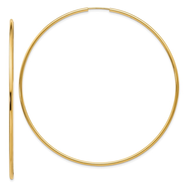 14k Yellow Gold Endless Hoop Earrings Round