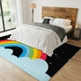 thumbnail image 3 of Rainbow and White Cloud Print Area Rug Cartoon Black Bedroom Rugs, with Non-Slip Backing Star Print Carpet for Bedroom Dining Room Home Office 4x5ft, 3 of 7